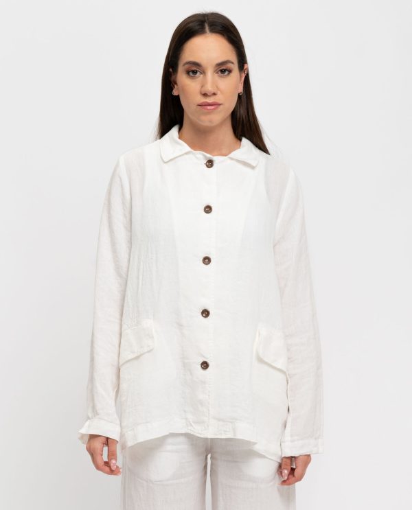 Giacca svasata lino DD25267 20PE.001BIANCO