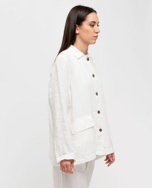 Giacca svasata lino DD25267 20PE.001BIANCO - Image 3