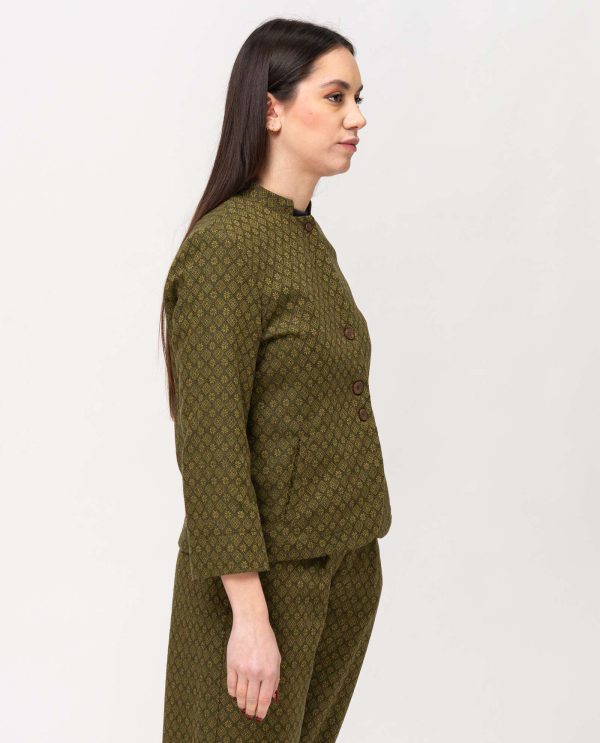 Giacca collo guru jaquard DD25316 ROMBI Verde - immagine 3