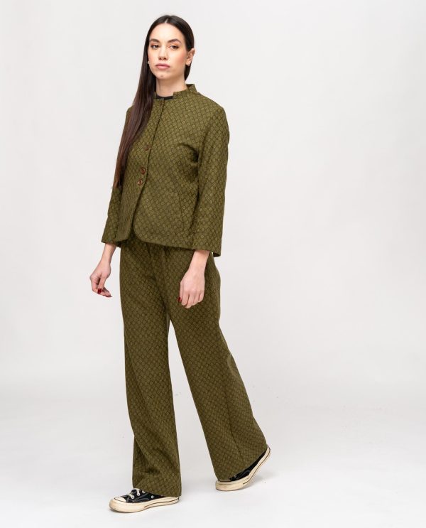 Giacca collo guru jaquard DD25316 ROMBI Verde - immagine 4
