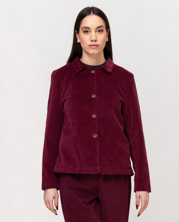 Giacca 4 bottoni svasata velvet DD25322 25ai035bordeaux