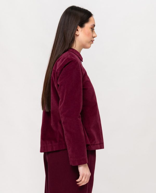 Giacca 4 bottoni svasata velvet DD25322 25ai035bordeaux - Image 3
