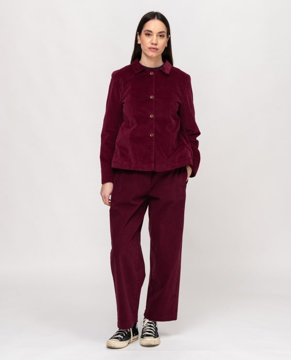 Giacca 4 bottoni svasata velvet DD25322 25ai035bordeaux - Image 4