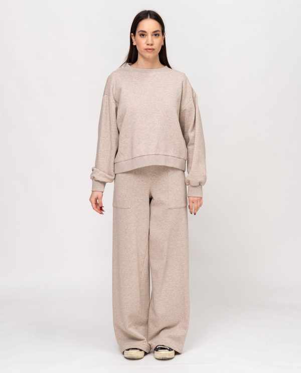 Maglia over felpa melange DD25377 Beige - Image 4