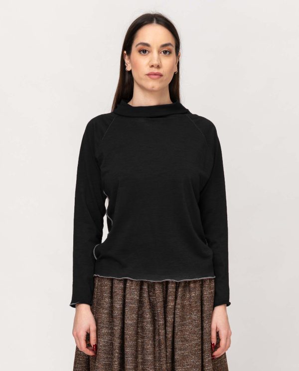 Maglia collo alto jersey lana DD25383 OL-NERO060