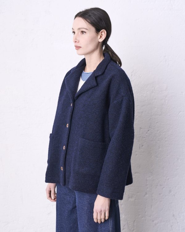 Giacca scatola lunga lanacotta DD26406 ZENA Blu - immagine 2