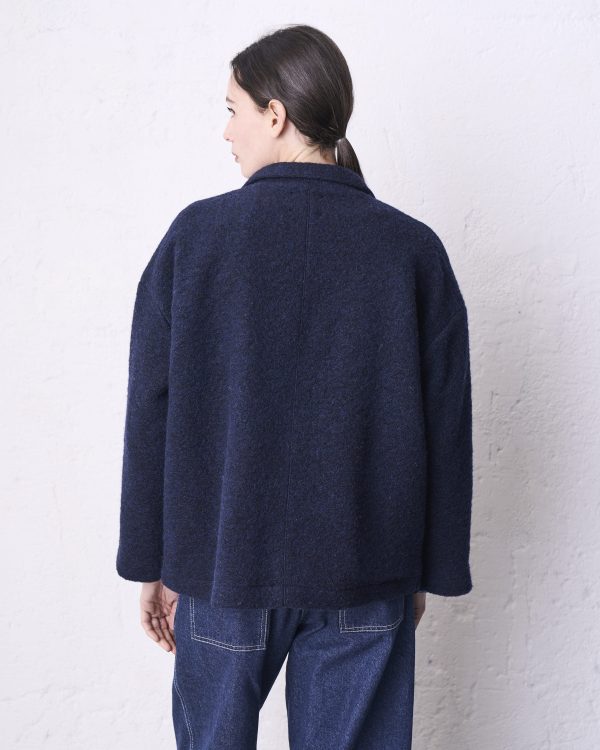 Giacca scatola lunga lanacotta DD26406 ZENA Blu - immagine 3
