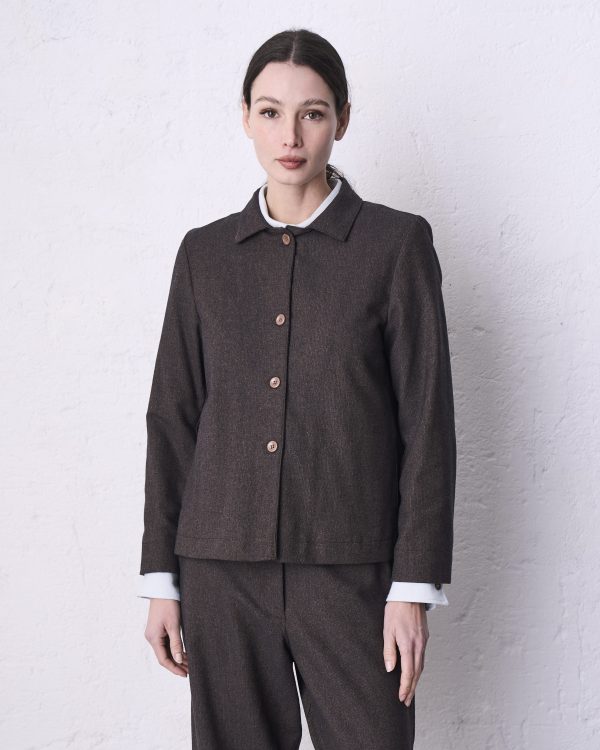 Giacca svasata 4 bottoni casper DD26409 MURE Cacao