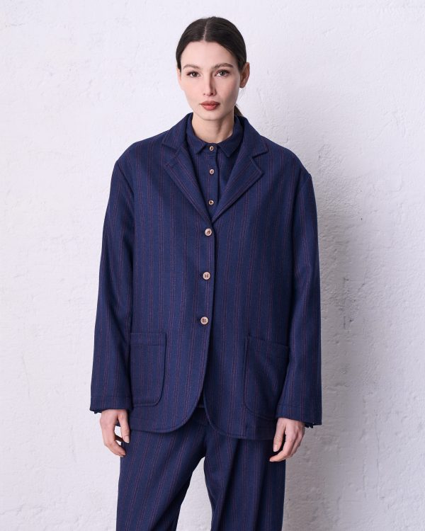 Giacca monopetto gessato DD26417 BRENTA Blu