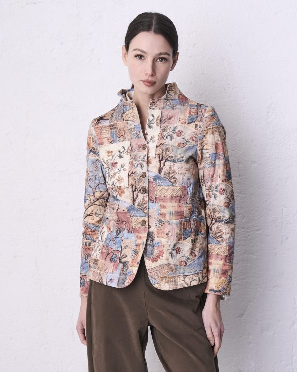 Giacca collo dritto velvet stampata DD26420 MAROLA F164Patchwork