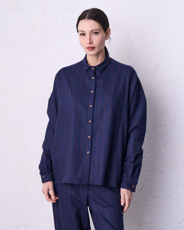 Giacca/camicia gessato DD26427 TANAI Blu