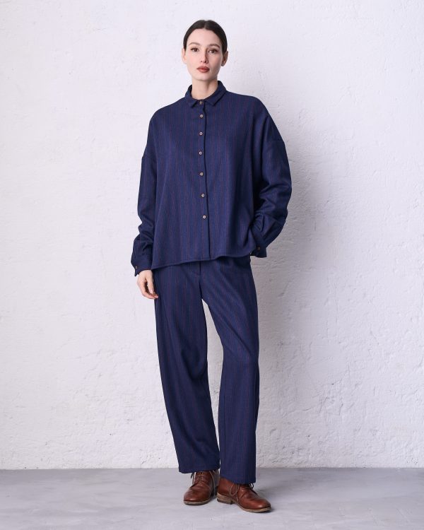 Giacca/camicia gessato DD26427 TANAI Blu - immagine 4