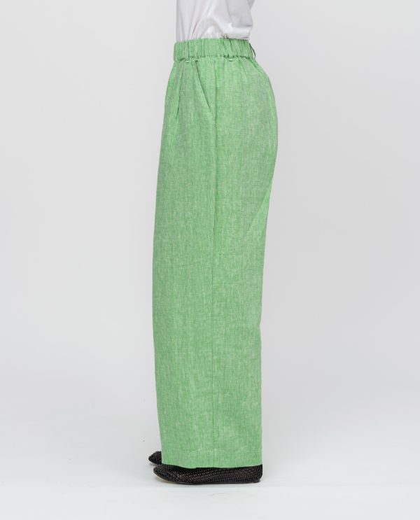 Pantalaccio ampio lino tropical DD26741 Verde - immagine 4