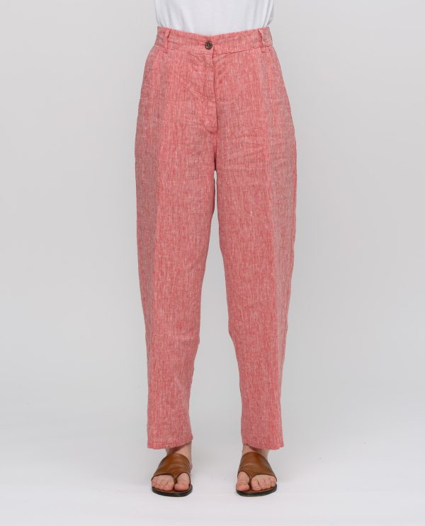 Panta donna lino tropical DD26744 Rosso