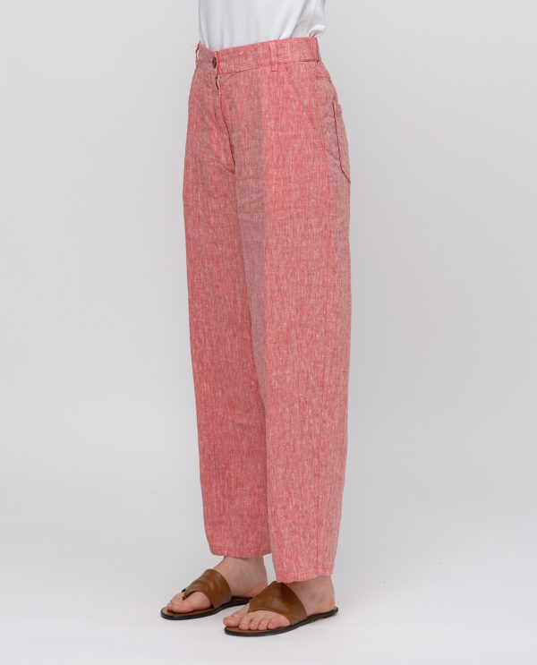 Panta donna lino tropical DD26744 Rosso - Image 2