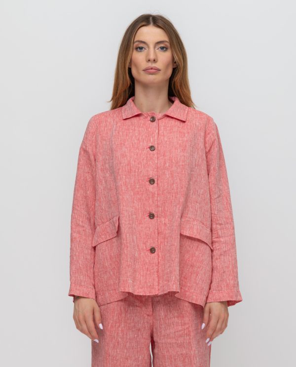 Giacca svasata lino tropical DD26762 Rosso