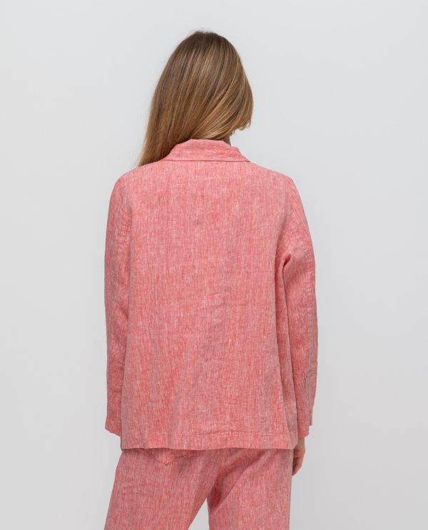 Giacca svasata lino tropical DD26762 Rosso - Image 3