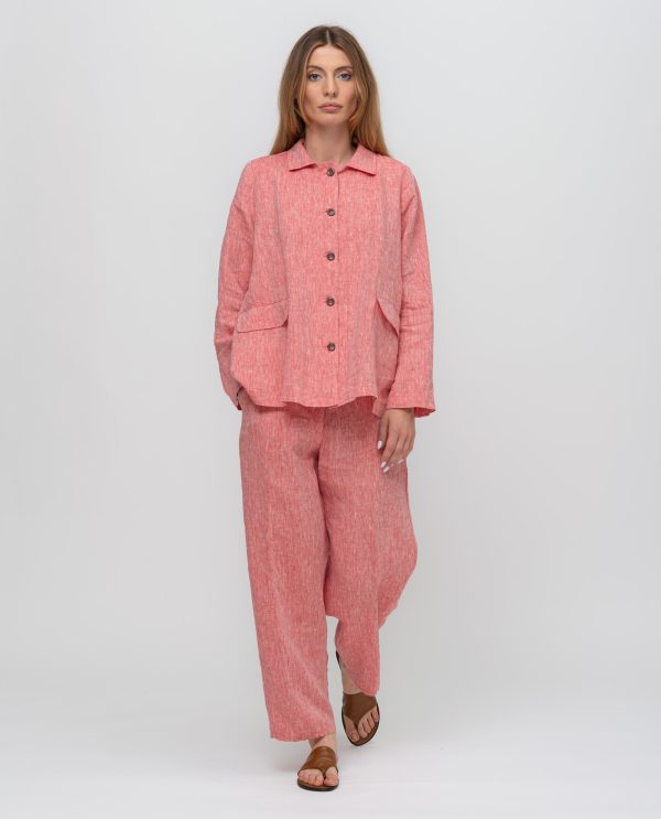 Giacca svasata lino tropical DD26762 Rosso - Image 4