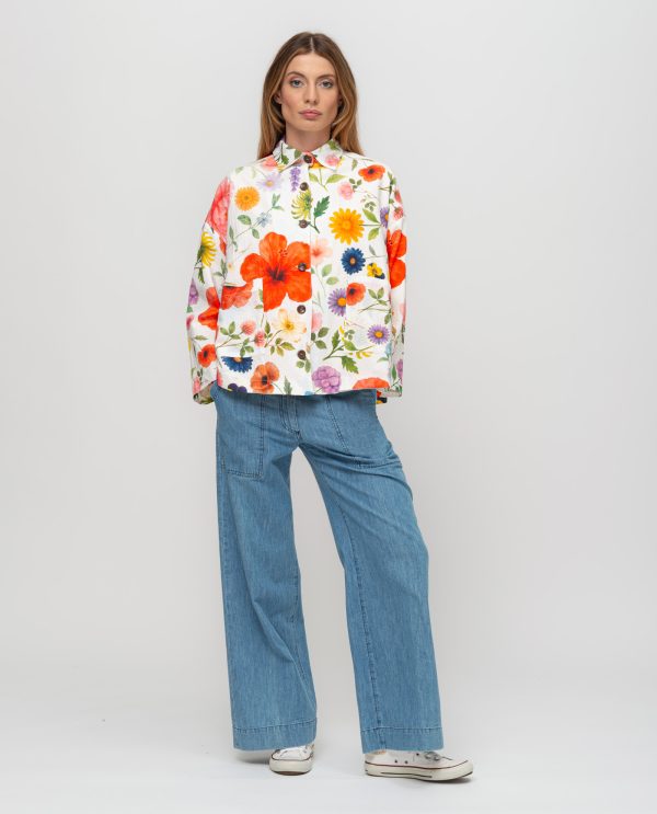 Giacca spacchi mostro stampato DD26767 FANTASIA F68PapavBianco - immagine 4