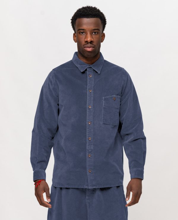 Camicia maniche lunghe velvet placcato DU25253 Indaco