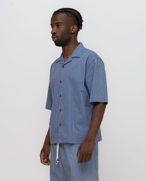 Camicia over gessato levantina DU26101 RIGATO Var_INDACO - Image 3