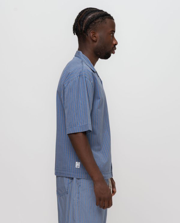 Camicia over gessato levantina DU26101 RIGATO Var_INDACO - Image 4