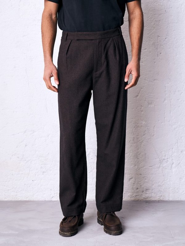 Pantalone dritto pinces casper DU26337 LOREO Cacao
